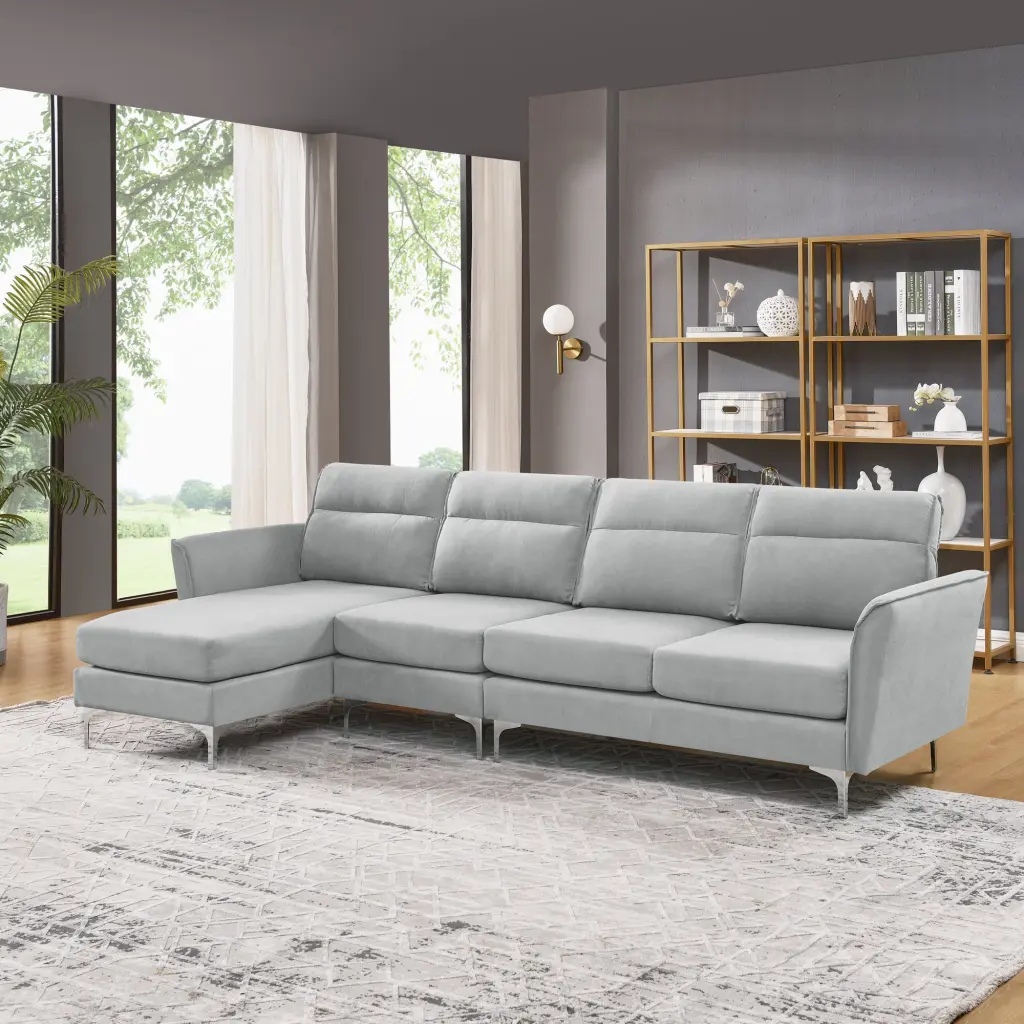 Modern Sofa 3 Seat Couch Stainless Steel Trim And Metal Legs chuangyuan smart home