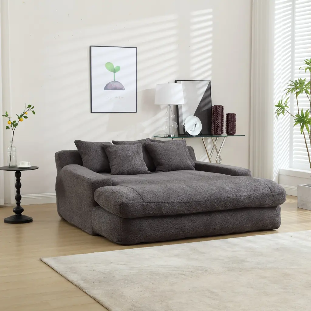 Coolmore Chenille 2 Seater Lazy Sofa 5 Back Pillows Comfy Sofa coolmore w-395
