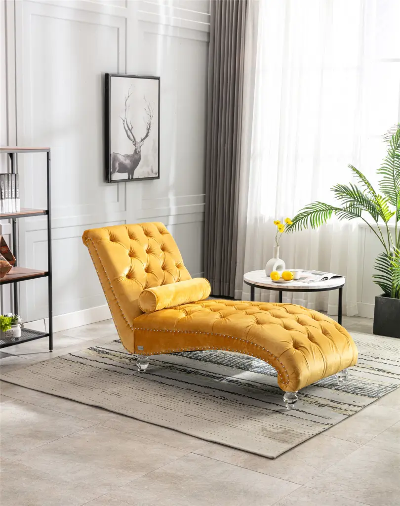Coomoreleisure Concubine Sofa Acrylic Feet Mustard Velvet coolmore w-395