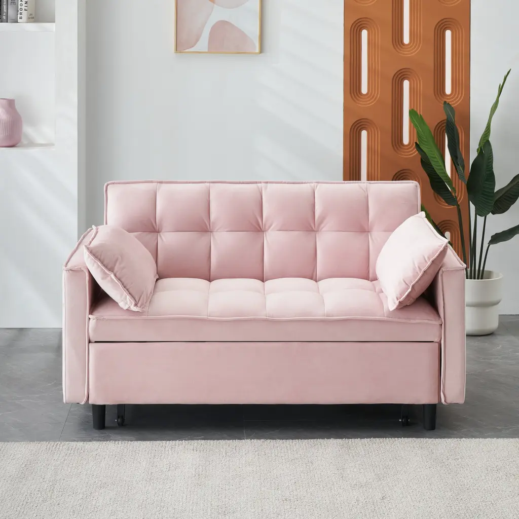 Modern Velvet Sofa Pull Out Bed Small Seat Casual Sofa Back fan chen furniture