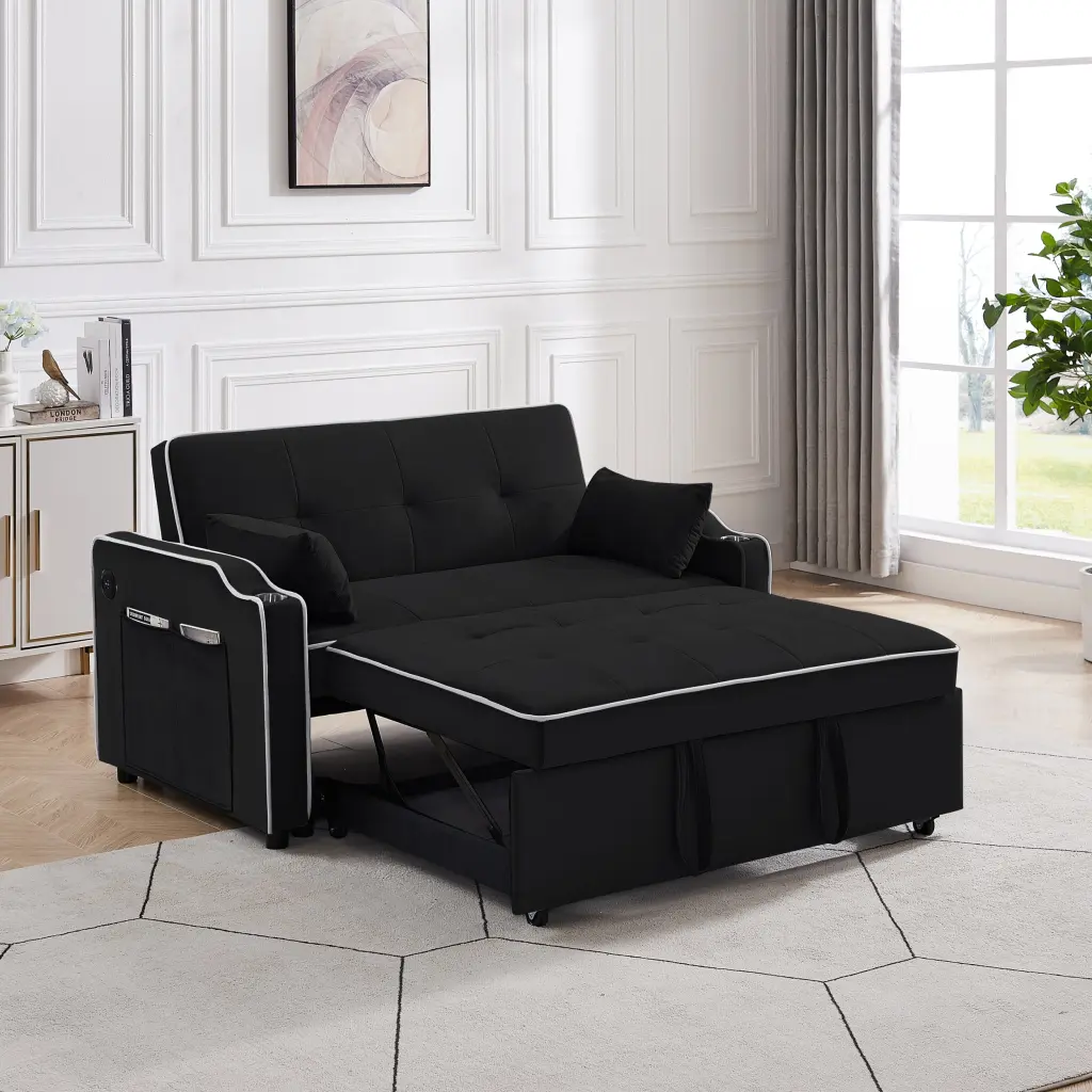 3 1 Convertible Sofa Bed Chair Adjustable Backrest Living Room fj furniture