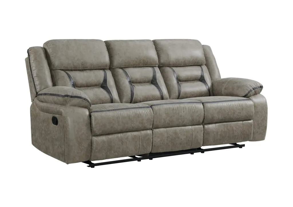 Denali Gray Faux Leather Upholstered Sofa Wood Frame Living Room galaxy home furnishings