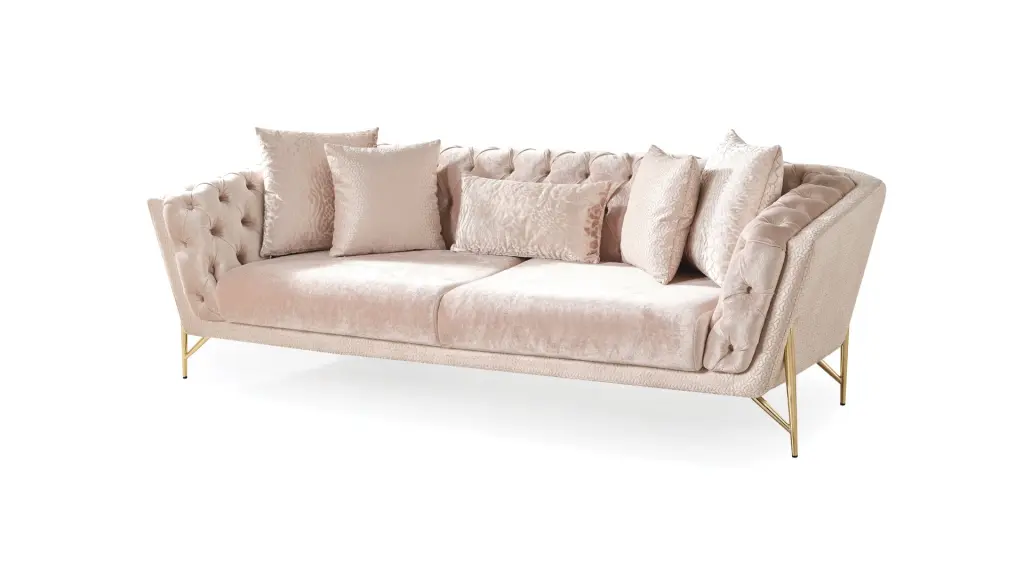 Presley Modern Style Sofa Made Wood & Cut Chenille Finish Beige galaxy home furnishings