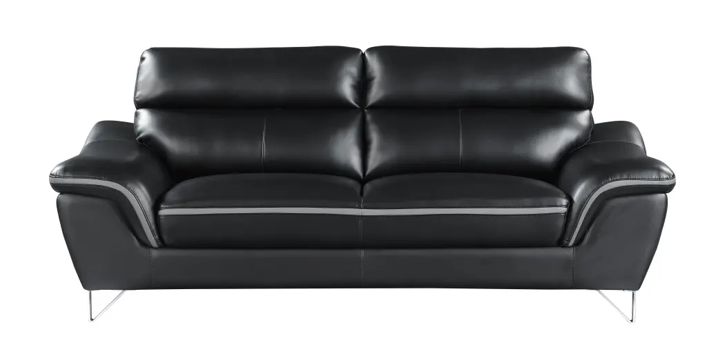 Authentic Leather Sofa Black Foam Leather Modern Living Room Furniture global united