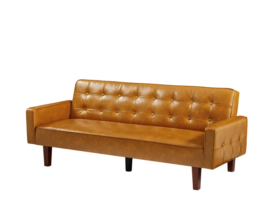 JH6003 Sofa & Sofa Bed Brown PU Leather Convertible Furniture hao xiang store