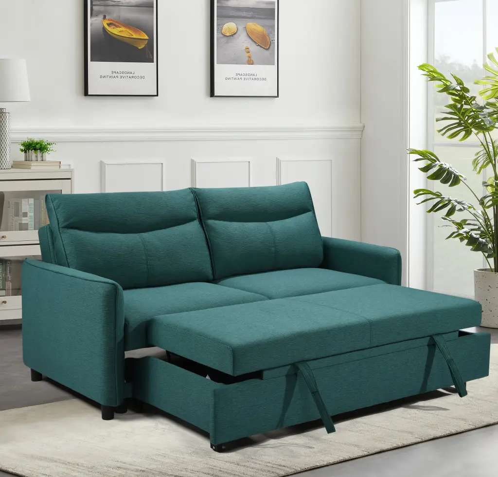 3 1 Convertible Sleeper Sofa Bed Modern Fabric Loveseat Futon Sofa happy home