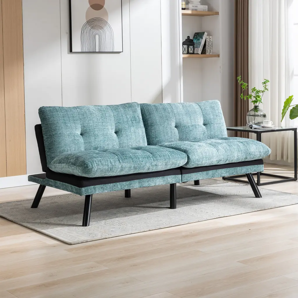Convertible Sofa Bed Loveseat Futon Adjustable Lounge Couch Metal Frame homemax