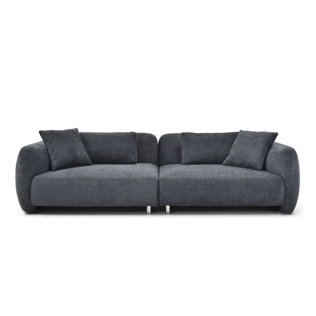 110 Inch Teddy Velvet Sofa Mid Century 3 Seater Couch Living Room justone interior
