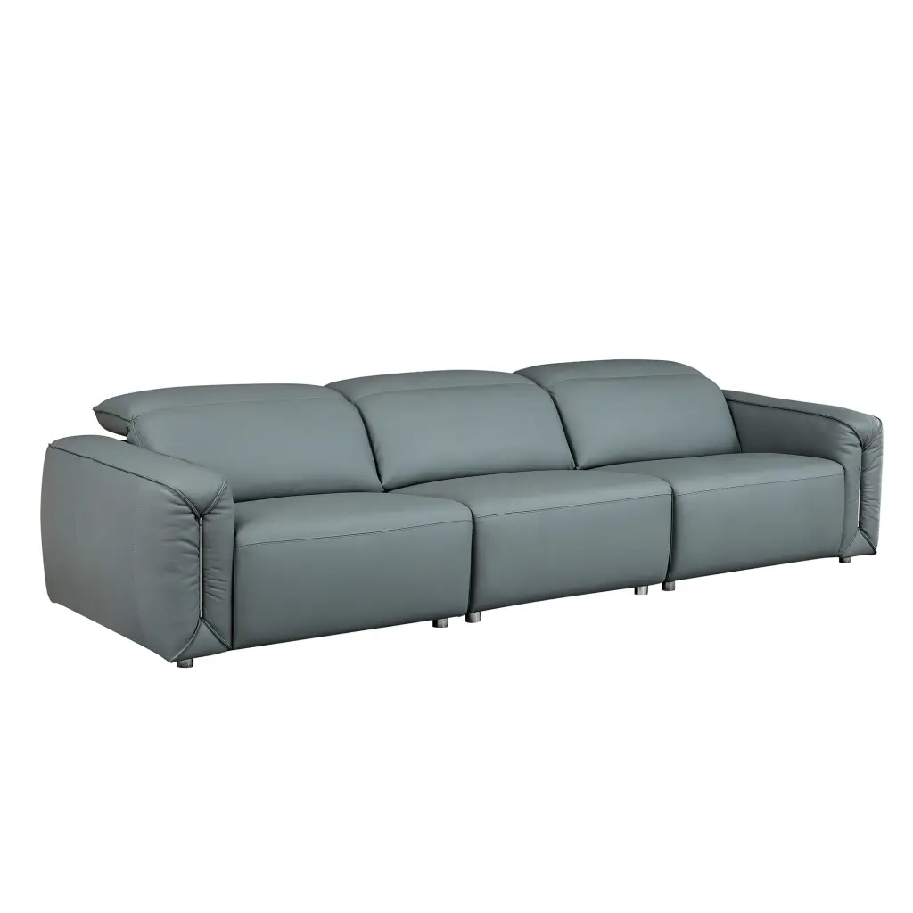 Modern Effortless Line Design 3 Seater Leather Sofa Living Room Comfortable justone