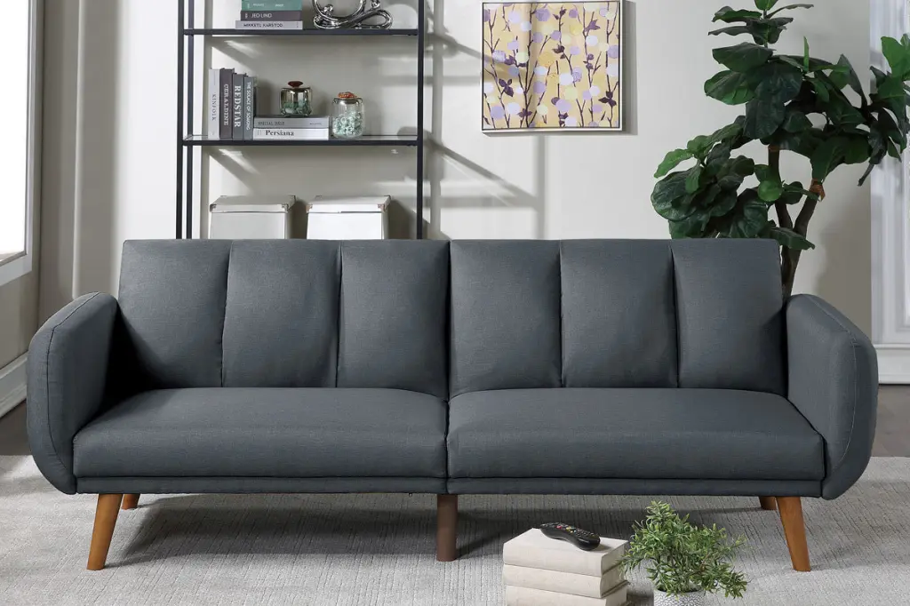Elegant Modern Sofa Blue Grey Polyfiber Convertible Bed 1 Piece Sleeper kanepe