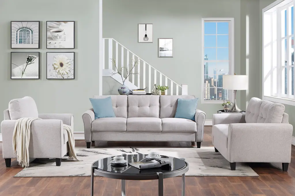 Modern Living Room Sofa Set Linen Upholstered Couch Furniture Home oris fur.