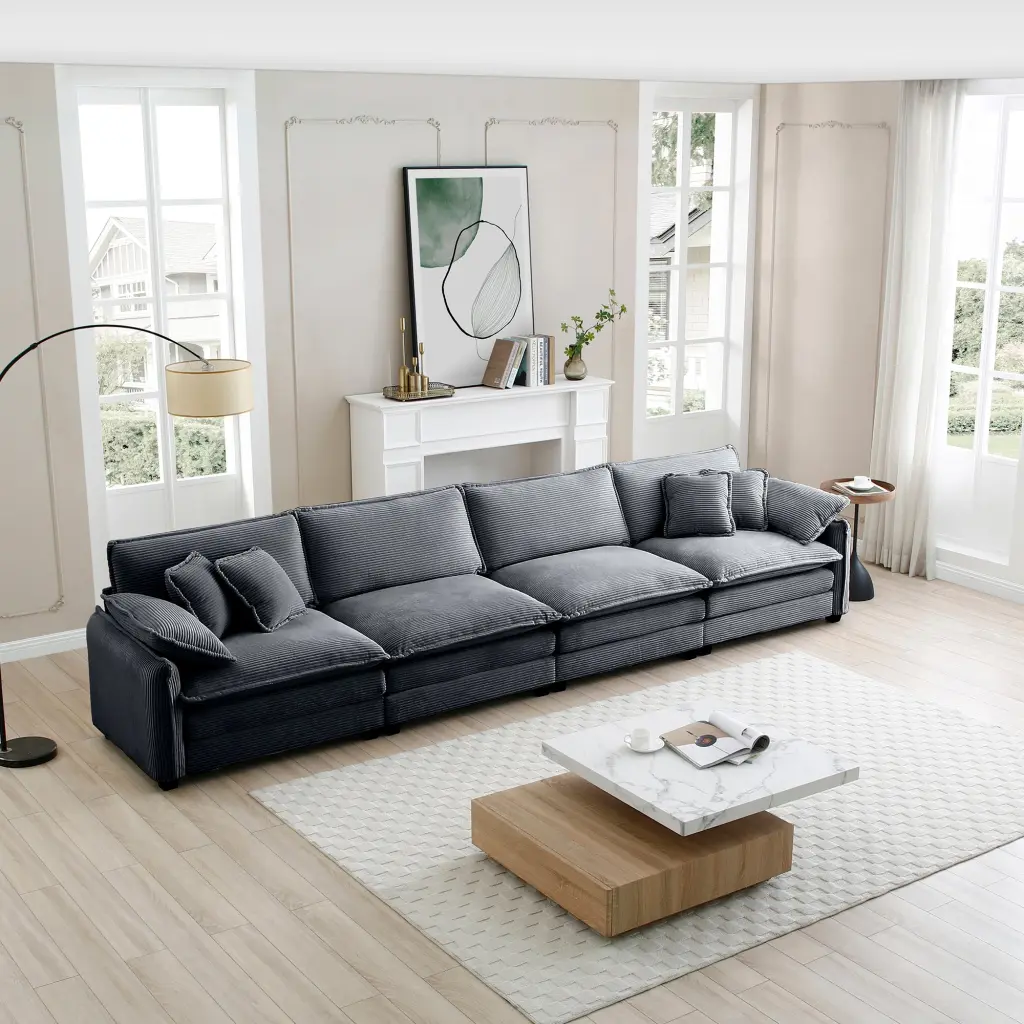 Corduroy Sofa Modern Upholstered 4 Seater Fabric Sofa - Office Living Room Couch ui furniture