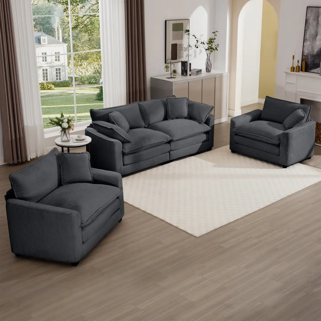Warm And Comfortable Sofa Set Soft Cushions And Pillows Home Theater Seating ui furniture