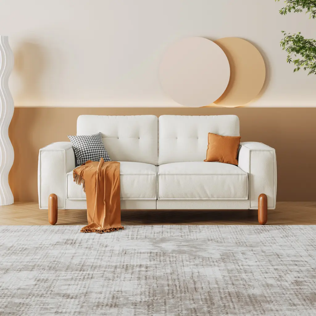 Modern Teddy Fabric Upholstered Sofa Tufted Couch Living Room w2656