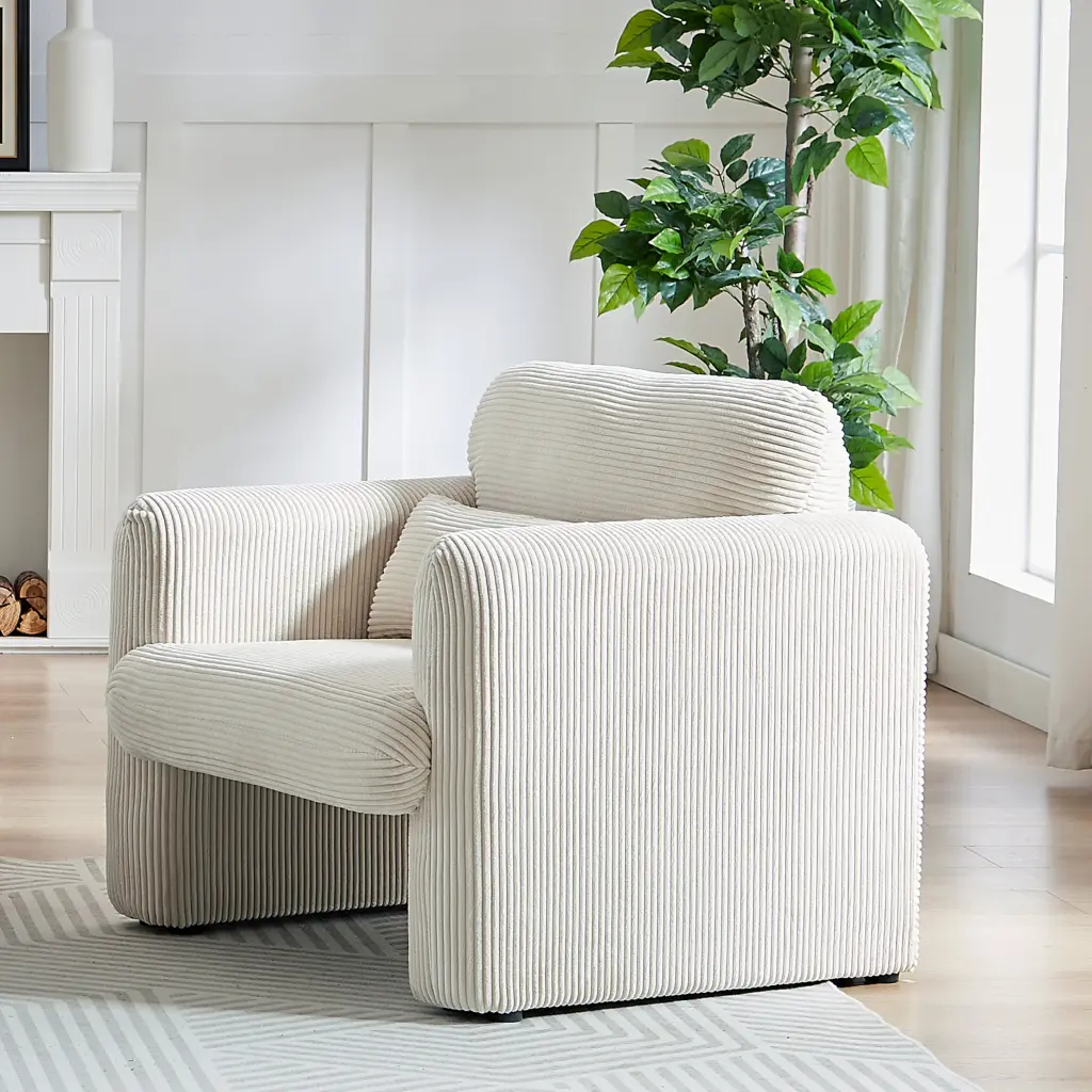 33 Inch Corduroy Fabric Single Sofa Modern Lounge Chair Living Room welike furniture