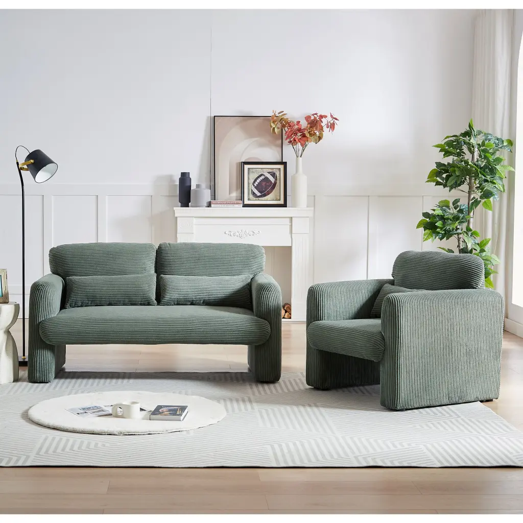 60 Inch Corduroy Fabric Sofa 33 Inch Single Sofa Modern Substantial welike furniture