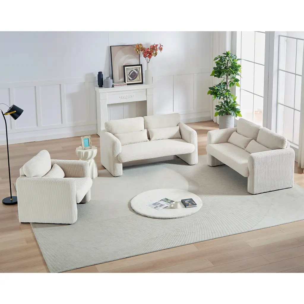 Two 60 Inch Corduroy Fabric Sofa 33 Inch Single Sofa Modern Sofa welike furniture