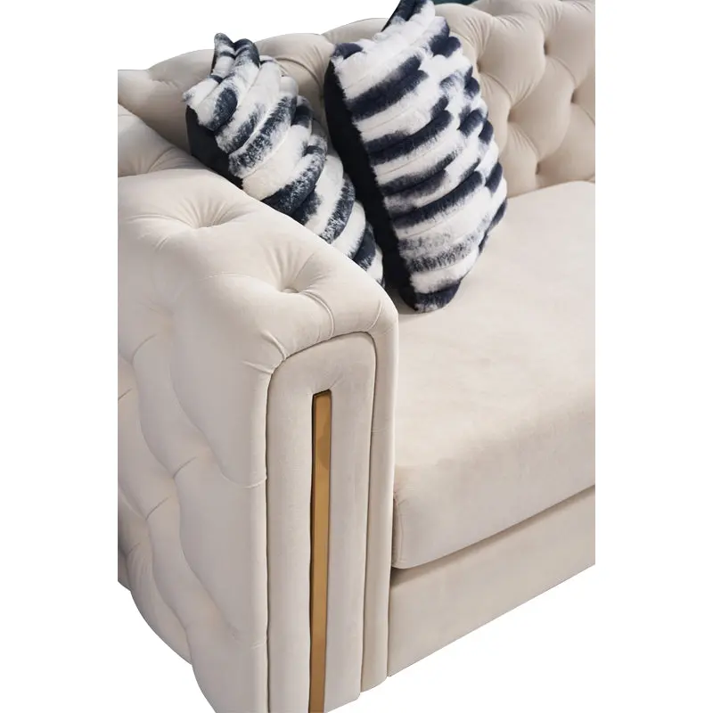 Chesterfield Modern Tufted Velvet Living Room Sofa 84.25 Inch Couch wq furniture