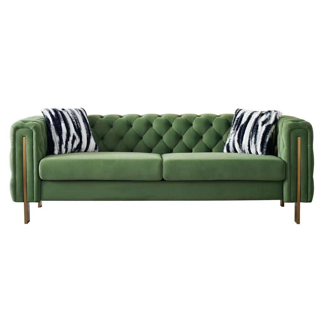 Chesterfield Modern Tufted Velvet Living Room Sofa 84.25 Inch Wide Couch wq furniture