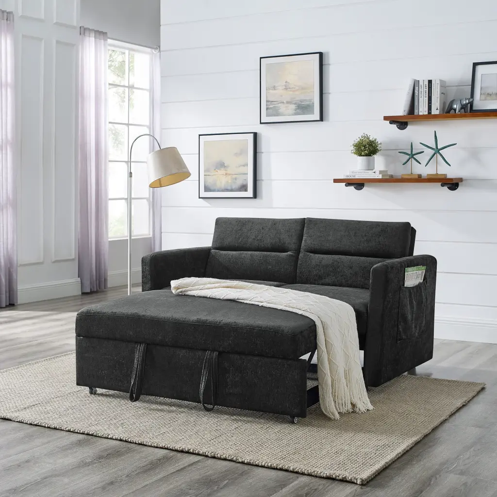 Loveseats Sofa Bed Pull Out Bed Adjustable Back Arm Pocket Modern Design chuangyuan smart home