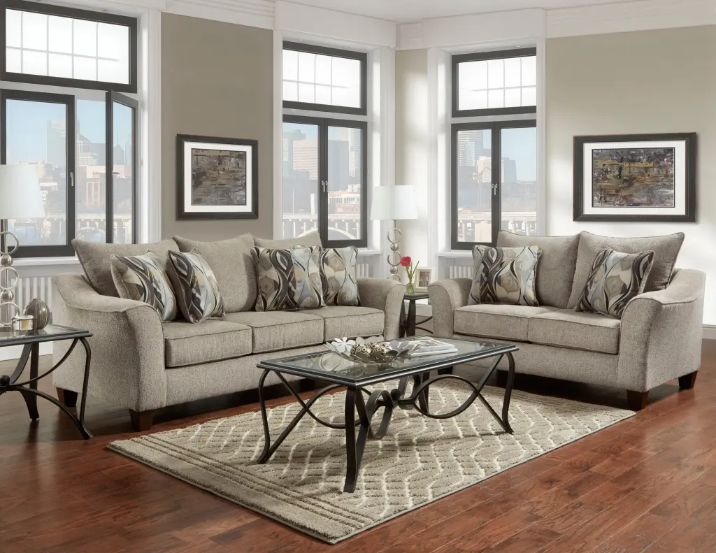 Camero Fabric Pillow Support 2 Piece Living Room Set Sofa and Loveseat hz