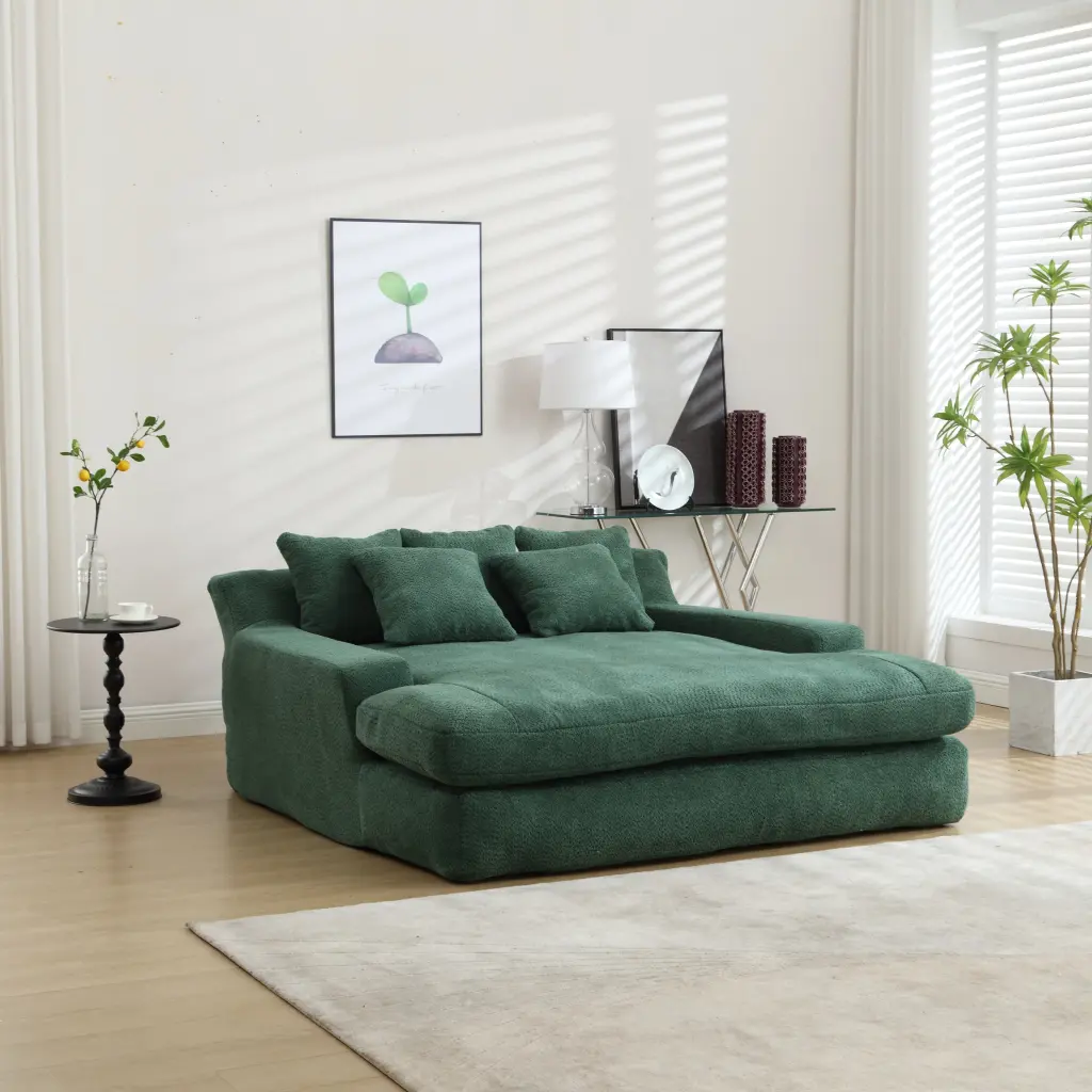 Coolmore Chenille 2 Seater Lazy Sofa 5 Back Pillows Comfy Sofa Living Room coolmore w-395