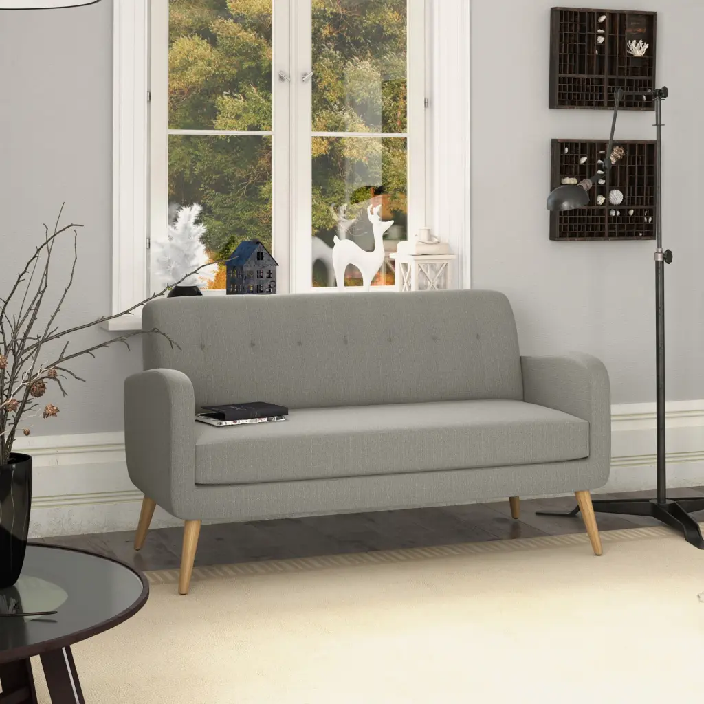 Charlie Sofa Gray Poplar Polyester 3 Seat Living Room Couch golden oak home