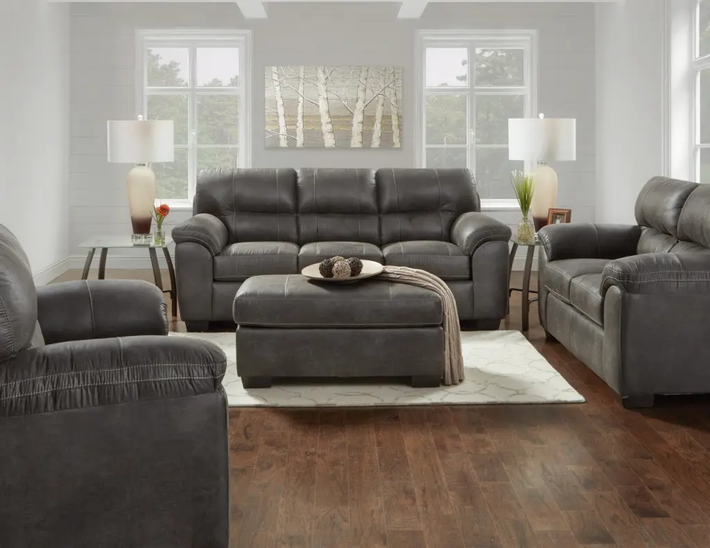 Tirana Contemporary Fabric Pillow Top Arm Sofa Sequoia Ash Brown Modern Couch hz