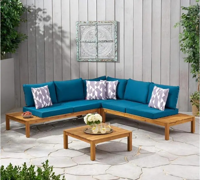 Arlington 4 Piece Sofa Set Dark Teal Fabric Living Room Furniture nh-gardenpara
