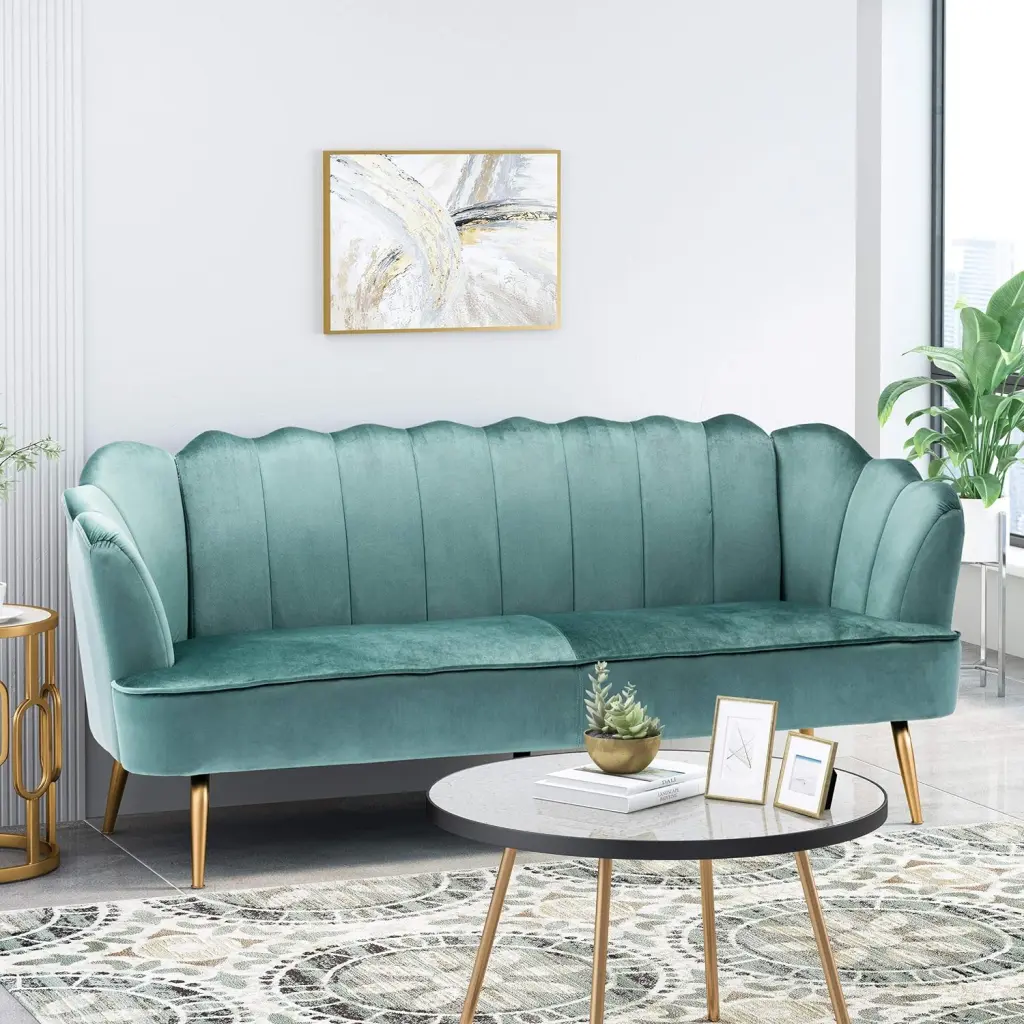 3 Seater Sofa Turquoise Velvet Living Room Modern Design nh-inmax