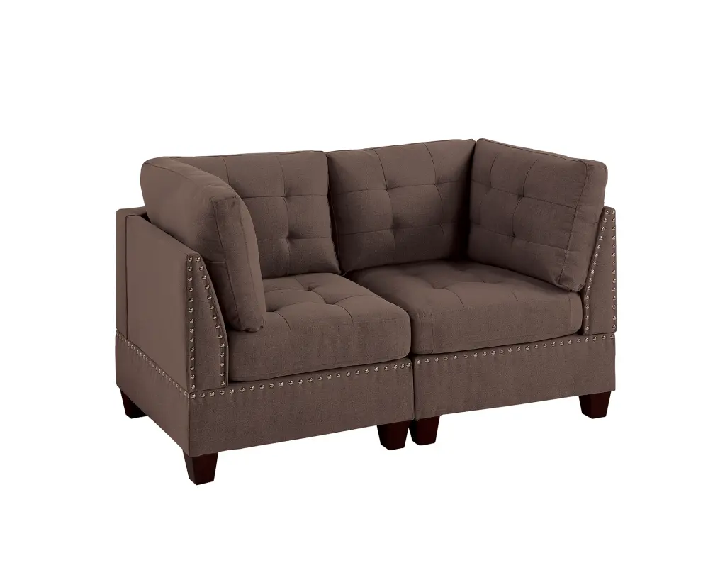 Modular 2-Piece Sofa Set Black Coffee Fabric Living Room poundex