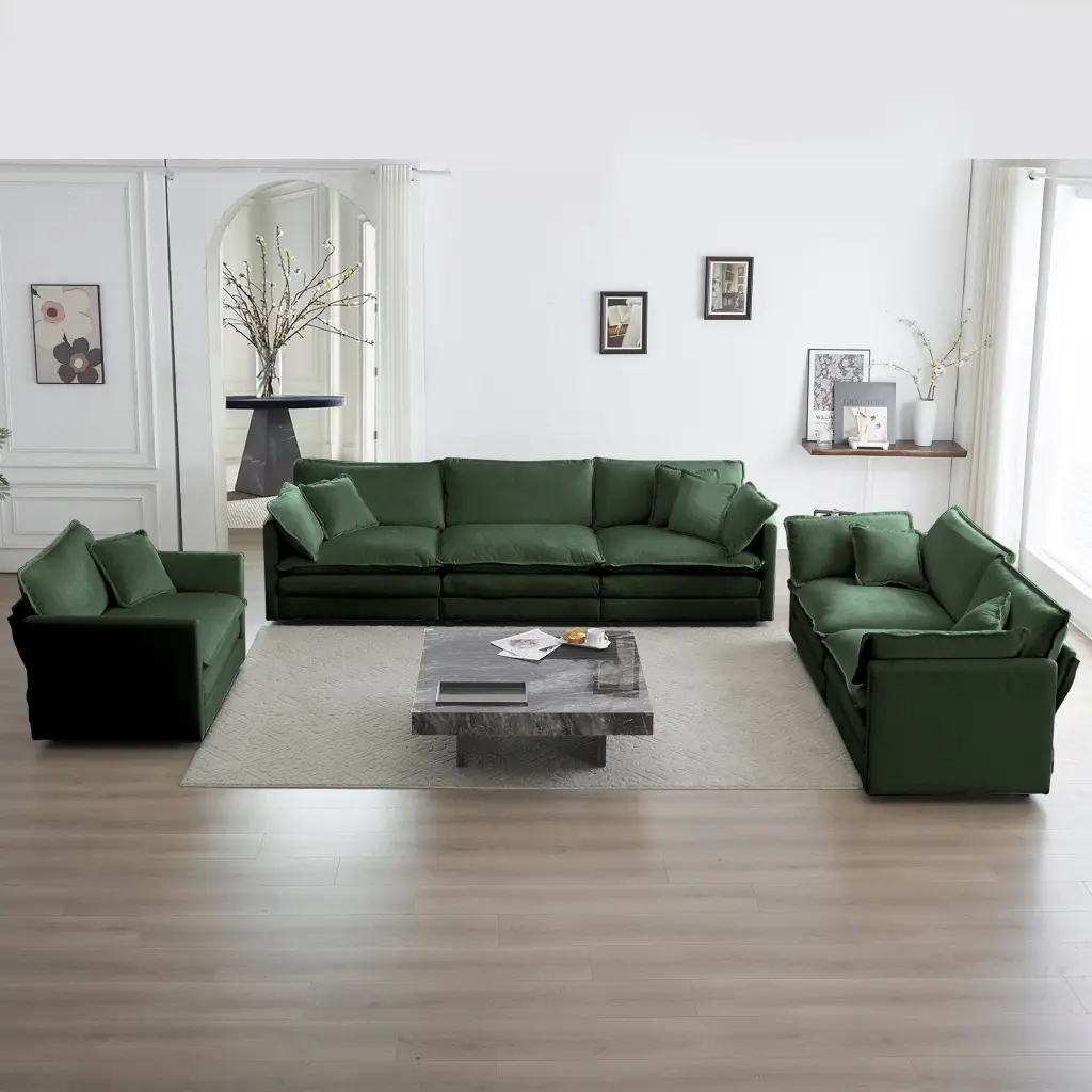 Modern 3 Piece Sectional Sofa Set Extra Deep Seat Living Room ui furniture