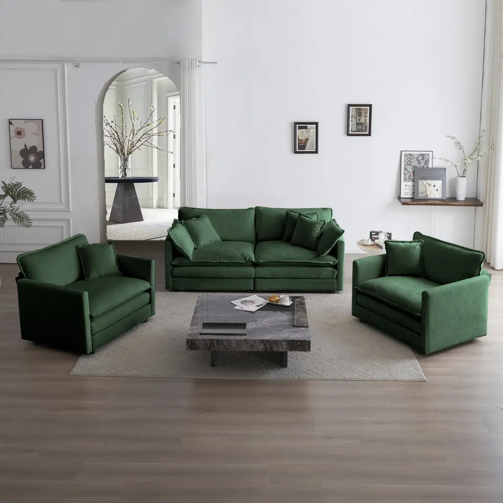 3 Piece Sofa Set Arm Pillows and Toss Pillows Includes 2 Piece Sectional ui furniture