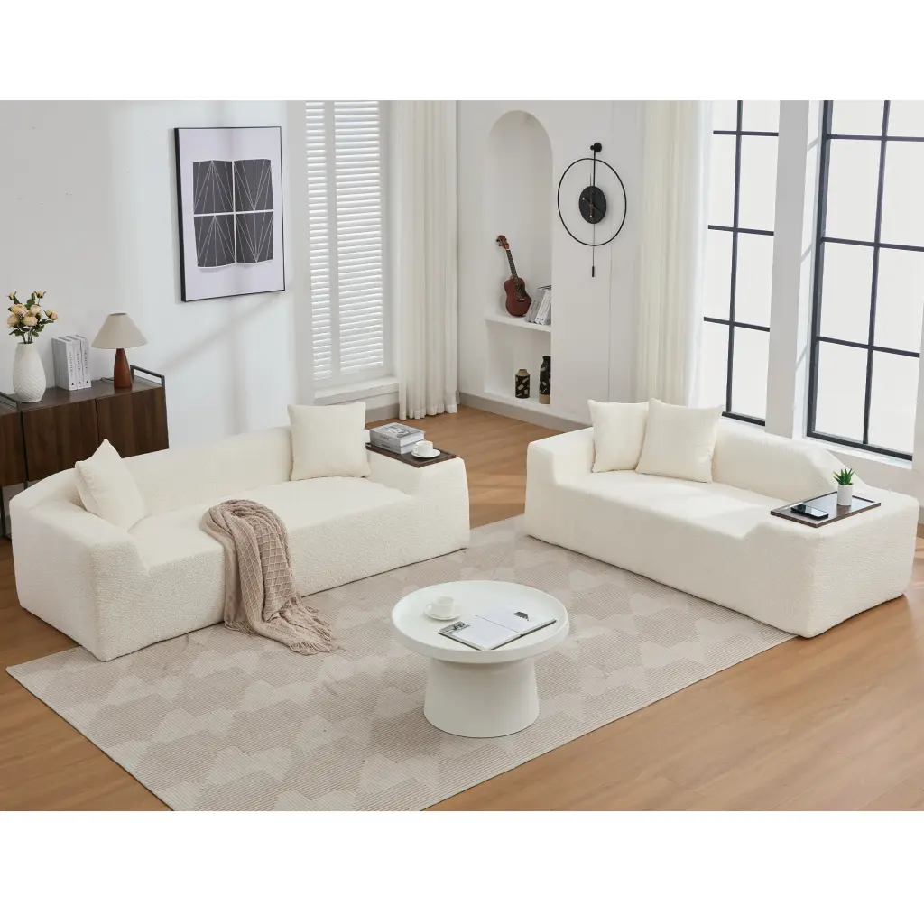 Arrived 2 Piece Boucle Cloud Sofa Set Modern Upholstered Living Room Furniture wf-furniture