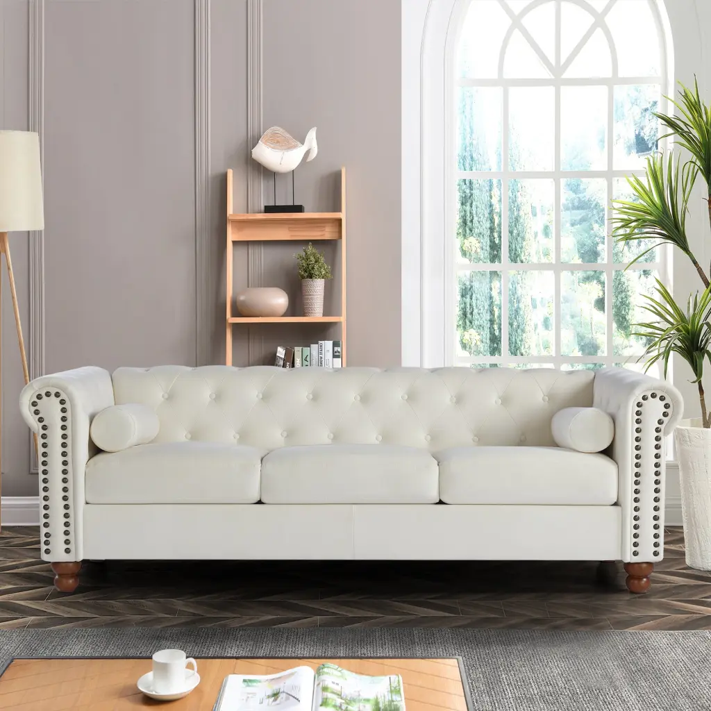 Timeless Traditional Living Room Upholstered Sofa Velvet Fabric ching hing-furniture