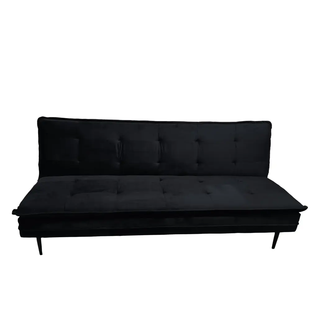 Gyuri 76 Inch Upholstered Sofa Black Velvet Modern Living Room Couch civilfurniture