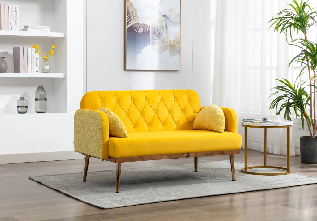 Coolmore Modern Velvet Loveseat Sofa Comfy Upholstered 2 Seater Sofa Pillows coolmore w-395
