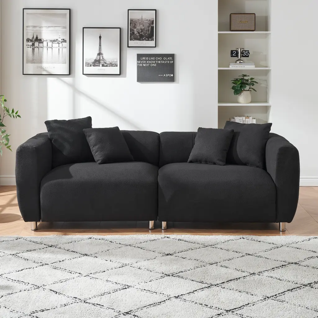 89 Inch Sofa Living Room Fashion Sofa Metal Legs 3 Seater fan chen furniture