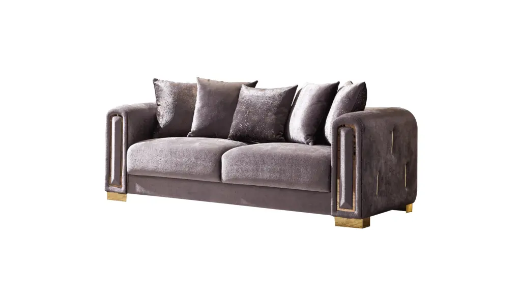 Impreza Modern Style Sofa Silver Velvet Wood Primary Living Room galaxy home furnishings