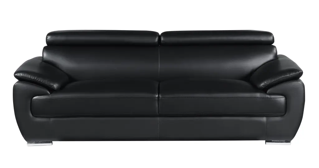 Authentic Leather Sofa Black Foam Leather Cushions global united