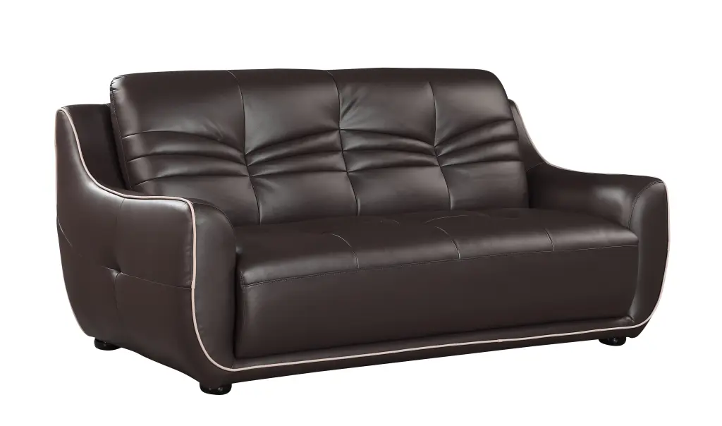 Authentic Leather Sofa Brown Foam Leather - Classic Living Room Furniture Comfortable Seating global united