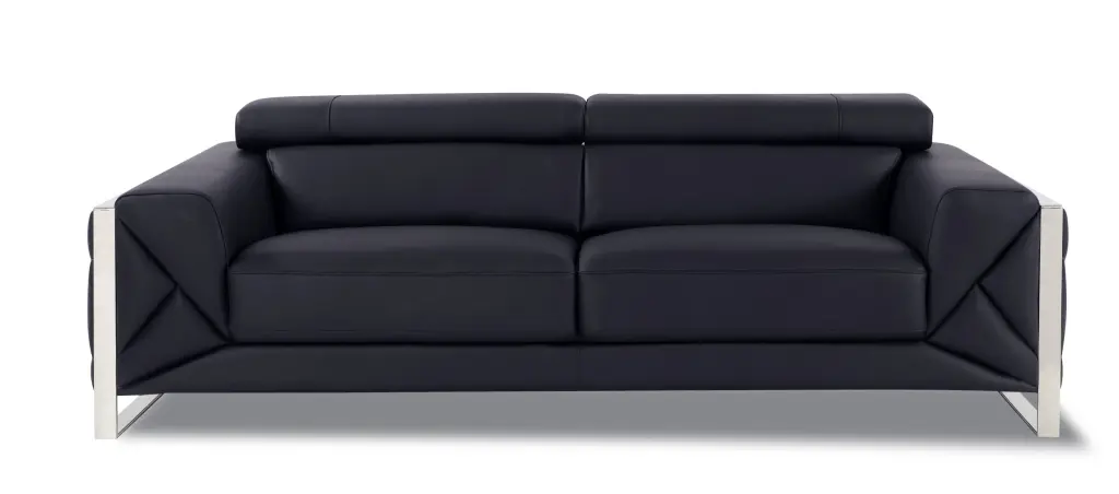 Top Grain Italian Leather Sofa Black Foam Leather Luxury Living Room Sofa global united