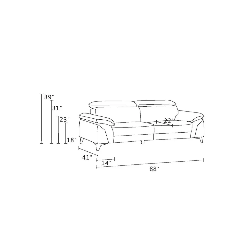 Top Grain Italian Leather Sofa White Foam Cushion Modern Living Room Furniture global united