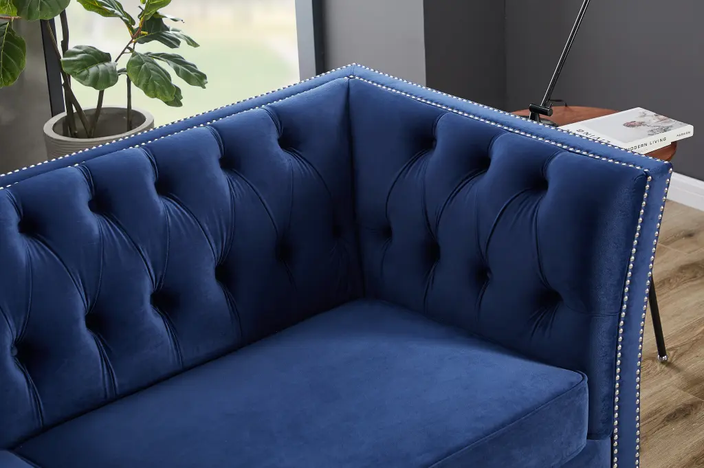 L8085 Three Seater Sofa Navy Blue Velvet hao xiang store