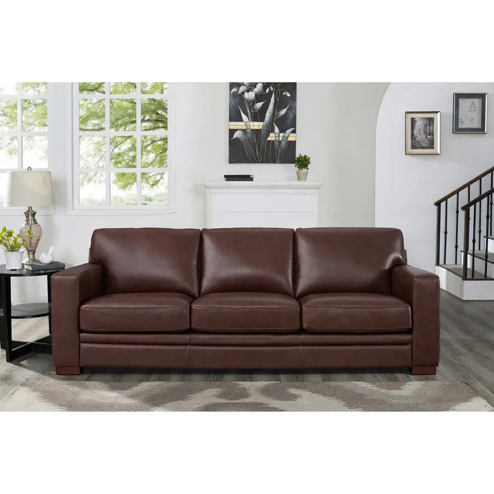 Dillon Leather Sofa Raisin Down Filling 3-Seat Authentic Leather hydeline furniture
