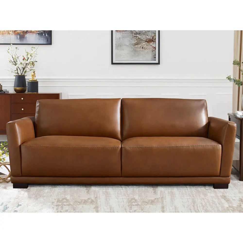 Mary Leather Sofa Brown Memory Foam 2 Seater Authentic Leather hydeline furniture