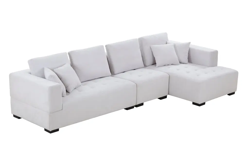Right Chaise 134 Inch Mid Century Modern Sofa Couch Living Room justone interior