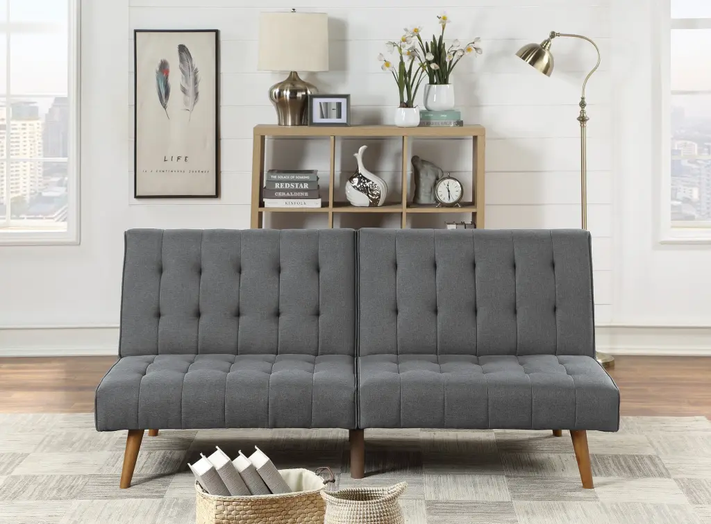 Blue Grey Modern Convertible Sofa Polyfiber Plush Tufted Design kanepe