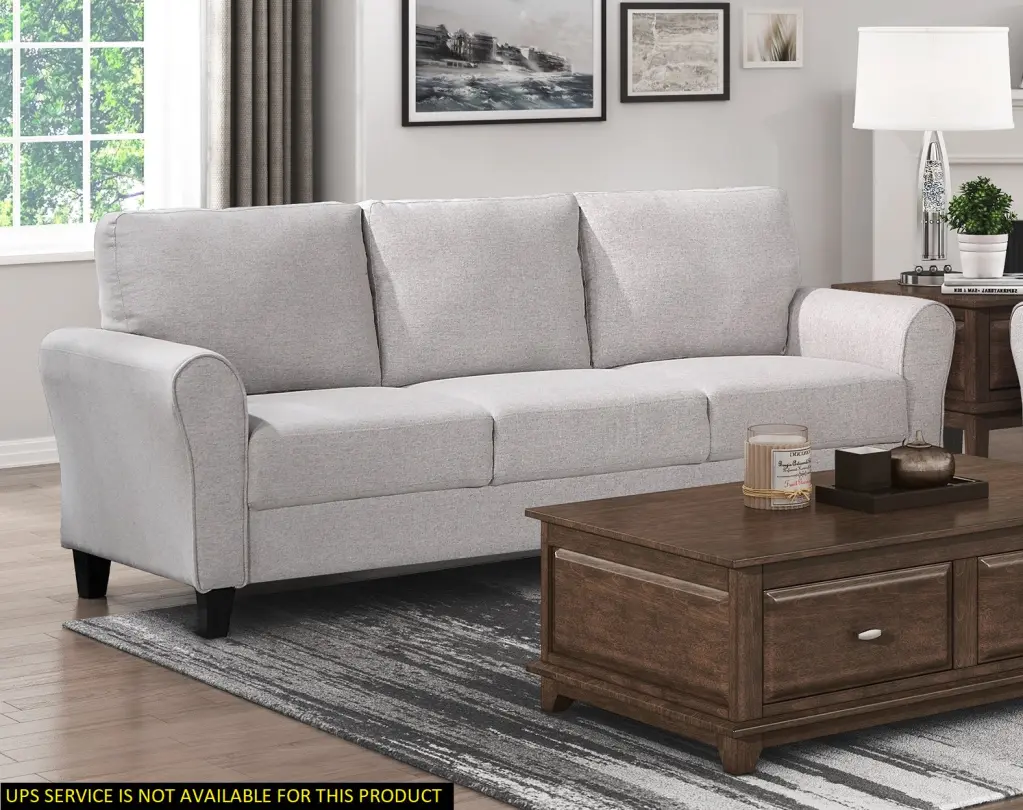 Modern Transitional Sand Hued Textured Fabric Upholstered 1-Piece Sofa kanepe