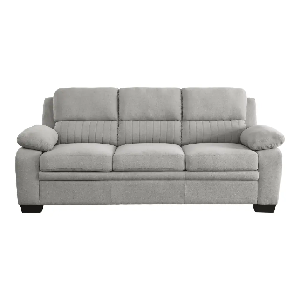 Plush Seating Cozy Sofa Gray Textured Fabric Channel Tufting kanepe